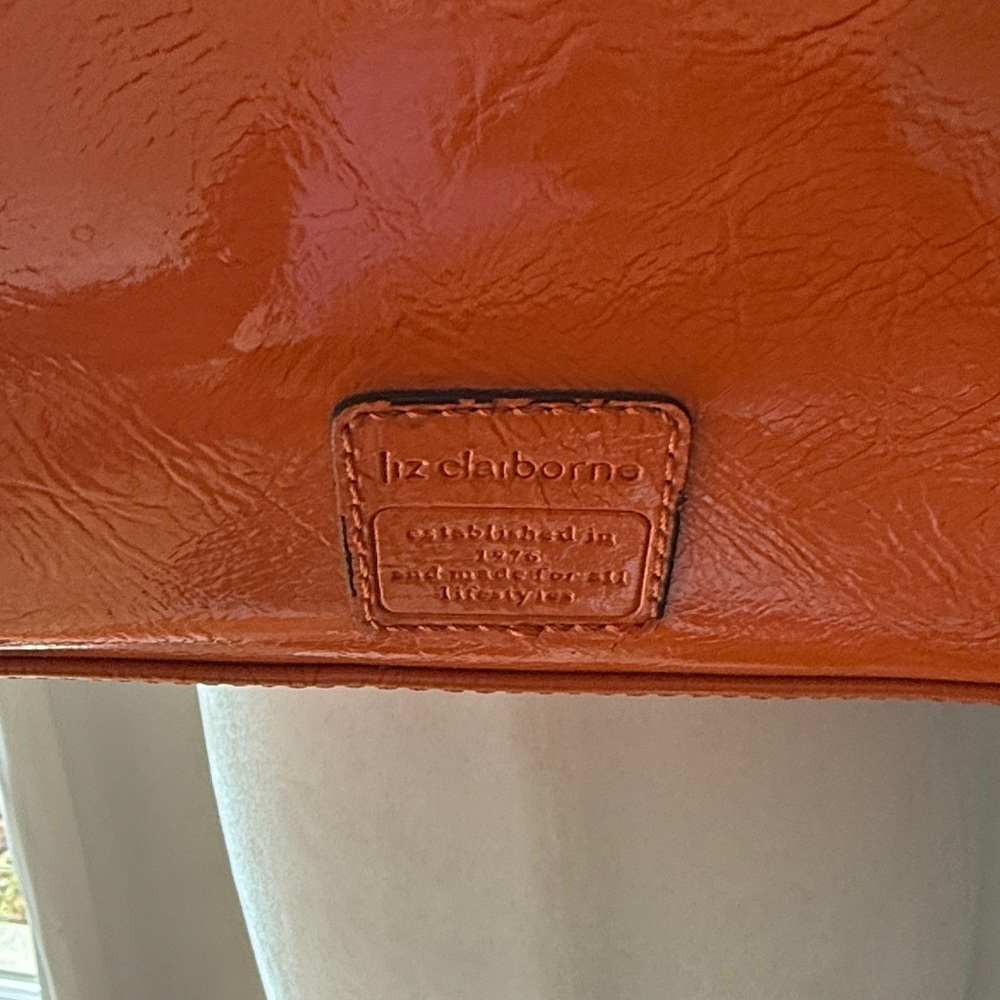 Liz Claiborne Orange Faux Leather Tote Bag - Picture 8 of 11